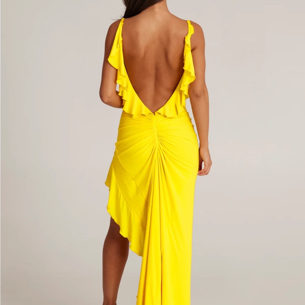 GABRIELLE DRESS in yellow -midi - Picture 4 of 9